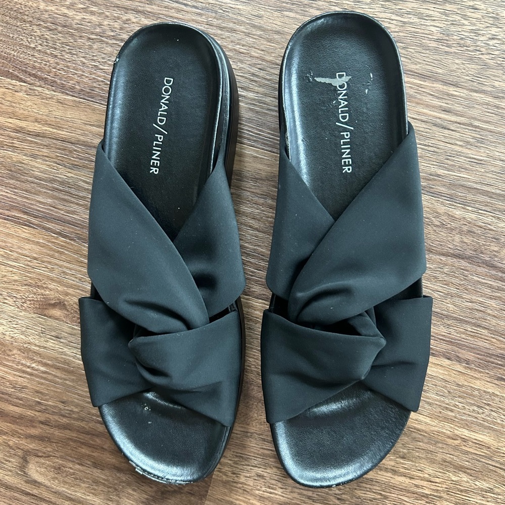 DONALD J PLINER Folley Black Knit Slide Sandals Chunky Platform Y2K | Size 10 - Picture 2 of 8